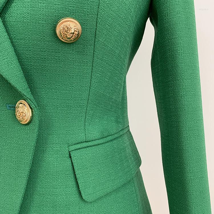 Women's Suits & Blazers Runway Designer 2022 Lion Button Woman Long Sleeve Slim Waist Outwear Coats Office Lady Autumn Tops Plus Size
