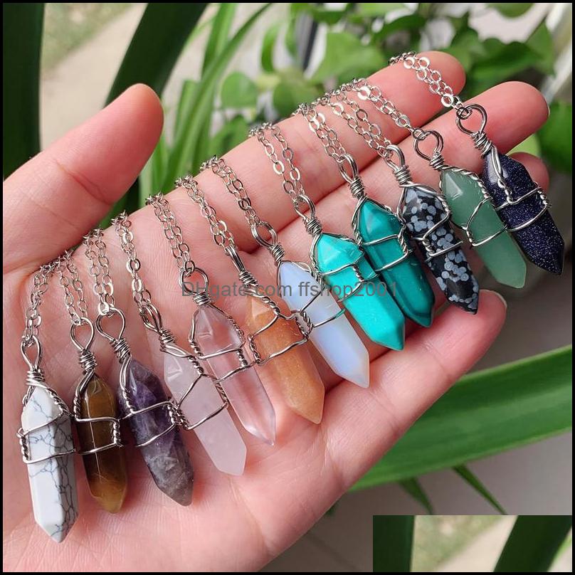Pendant Necklaces Natural Stone Pillar Pendum Wire Wrap Reiki Healing Crystal Necklace Hexagonal Amethyst Pink Quartz Chak Ffshop2001 Dh4Hf
Pendant Necklaces Natural Stone Pillar Pendum Wire Wrap Reiki Healing Crystal Necklace Hexagonal Amethyst Pink Quartz Chak Ffshop2001 Dh4Hf