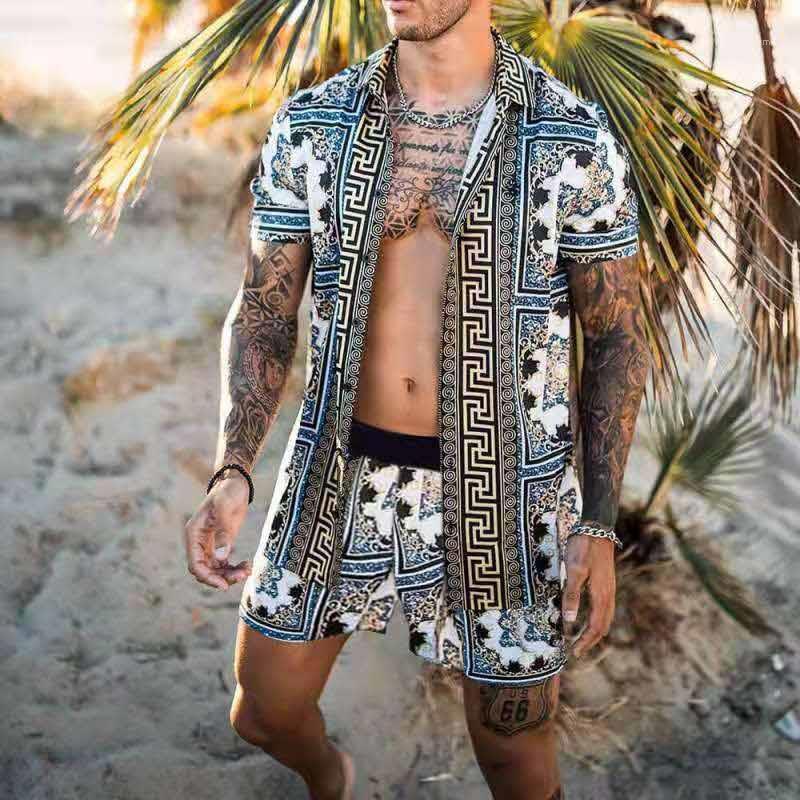 Men' Summer Hawaiian Beach Style Suit Casual Loose Quick Dry Print Shorts Short Sleeved Shirt Cardigan Lapel 2-piece Set Shirts, Multi
Men' Summer Hawaiian Beach Style Suit Casual Loose Quick Dry Print Shorts Short Sleeved Shirt Cardigan Lapel 2-piece Set Shirts, Multi