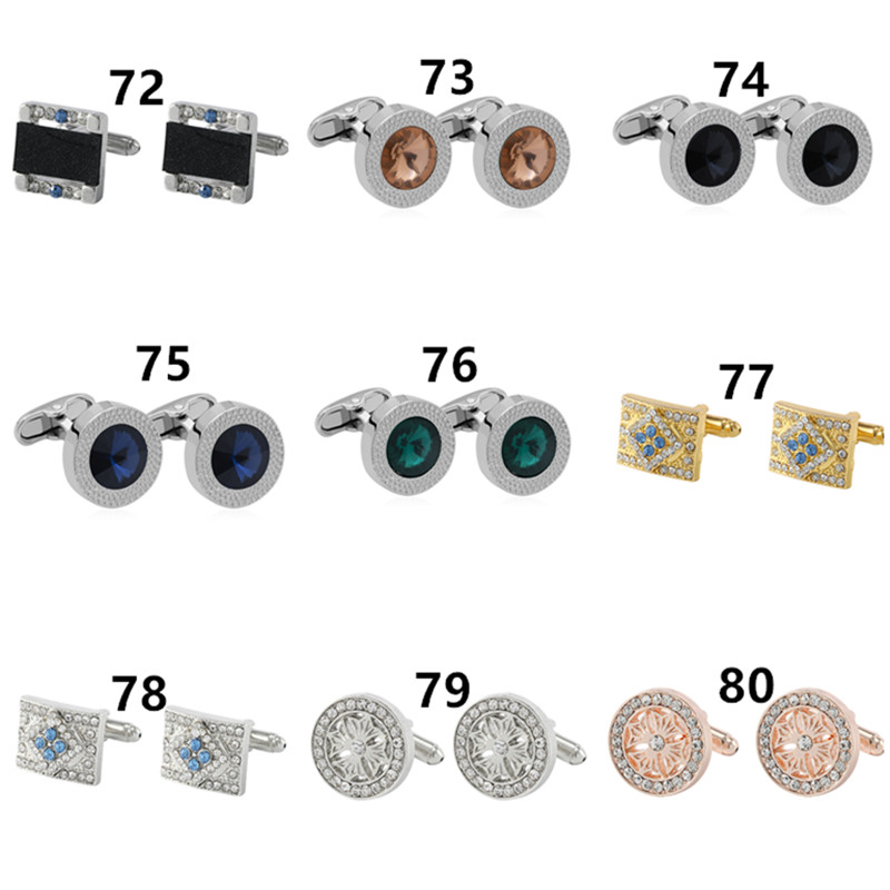 Fashion French Man Cufflink Designer Crystal Cuff Links Shell Rhinestone Silver Black Gold Plated Enamel Business Alloy Shirt Cuff