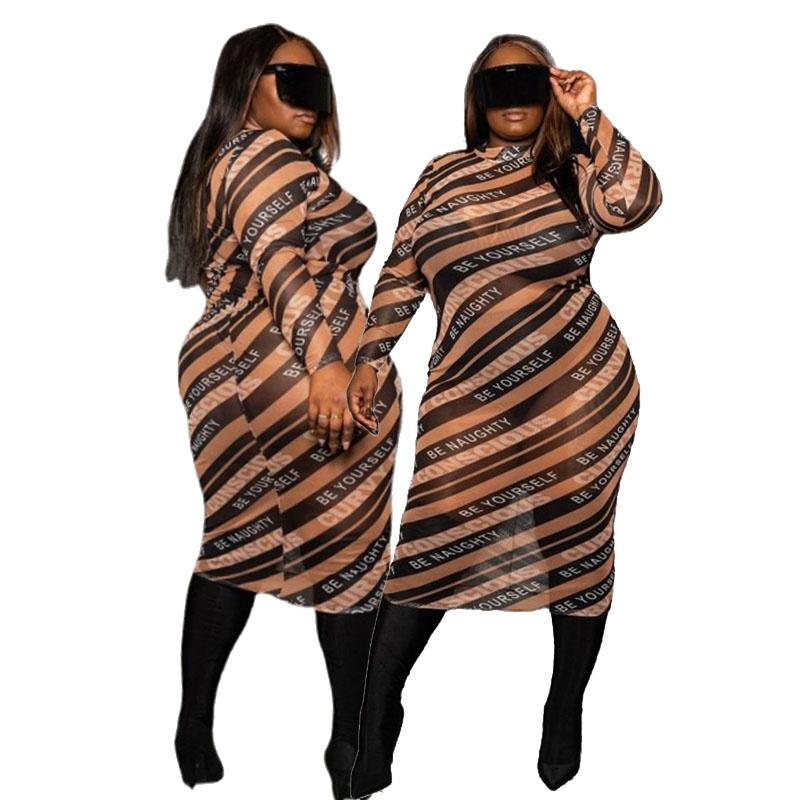 Plus Size Dresses Women Clothing Wholesale O-Neck Long Sleeve Bodycon Zebra Stripes Mesh Dress Midi Drop, Black
Plus Size Dresses Women Clothing Wholesale O-Neck Long Sleeve Bodycon Zebra Stripes Mesh Dress Midi Drop, Black