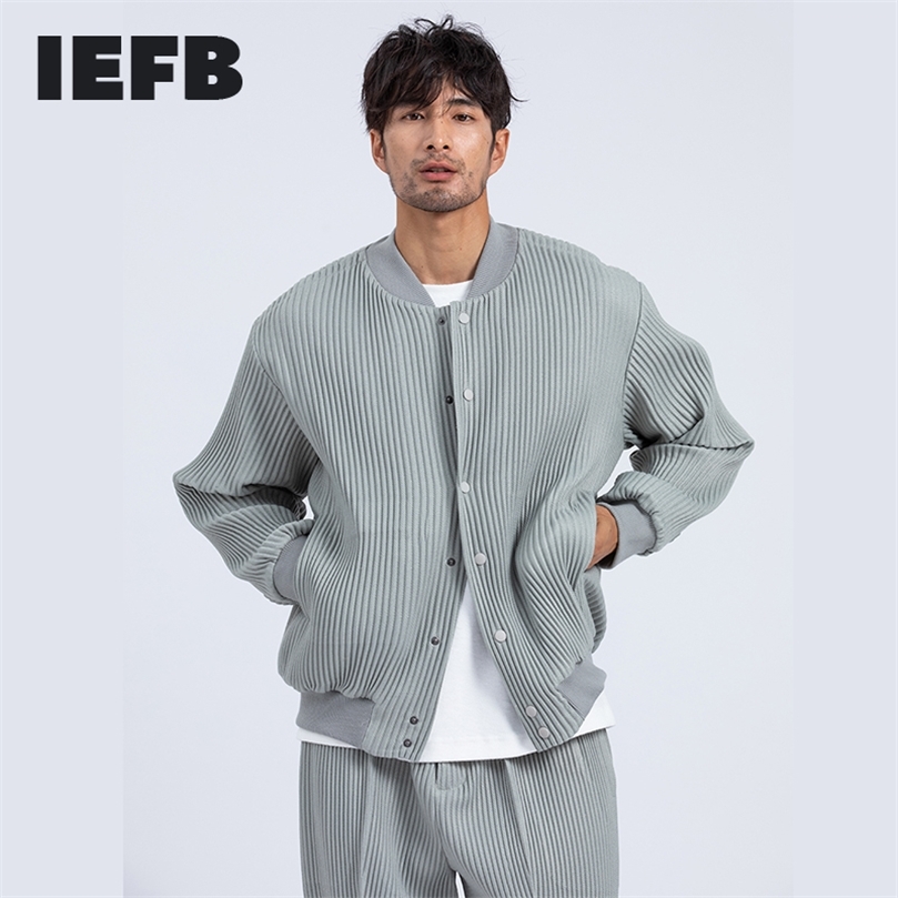 IEFB streewear Japanese fashion pleasetd coats thick autumn winter loose Baseball Jacket for man single breasted cloth 4330 201127