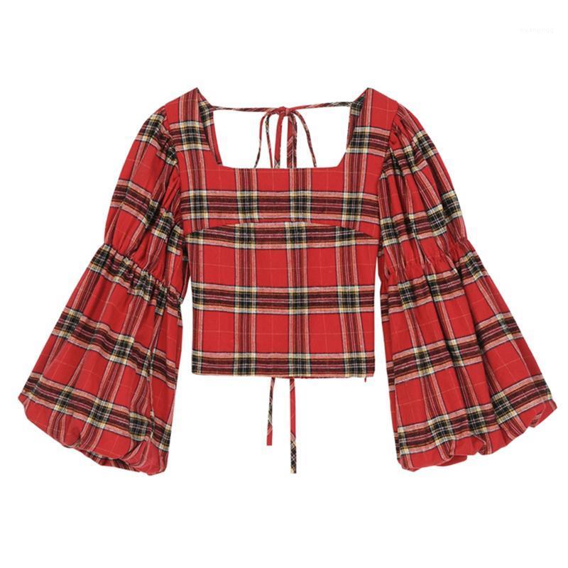 Women Red Blue Yellow Plaid Shirt Square Collar Lantern Long Sleeve Strapless Ruched Spring Summer B0755 Women's Blouses & Shirts
Women Red Blue Yellow Plaid Shirt Square Collar Lantern Long Sleeve Strapless Ruched Spring Summer B0755 Women's Blouses & Shirts
