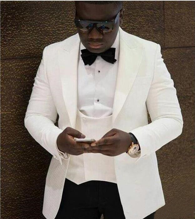 High Quality One Button Light Blue Plaid Wedding Groom Tuxedos Peak Lapel Groomsmen Mens Dinner Prom Suits (Jacket+Pants+Vest+Tie)