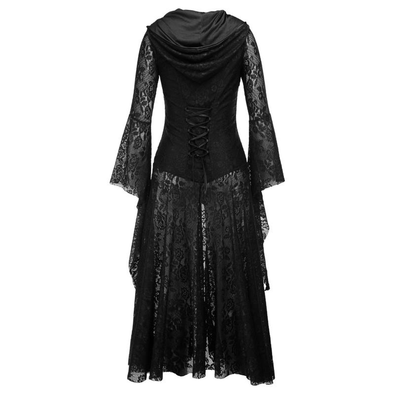 Casual Dresses Vintage Gothic Style Black Dress For Women Elegant Drawstring Flare Sleeve Maxi With Hood Lace Up V-Neck Long RopaCasual
Casual Dresses Vintage Gothic Style Black Dress For Women Elegant Drawstring Flare Sleeve Maxi With Hood Lace Up V-Neck Long RopaCasual