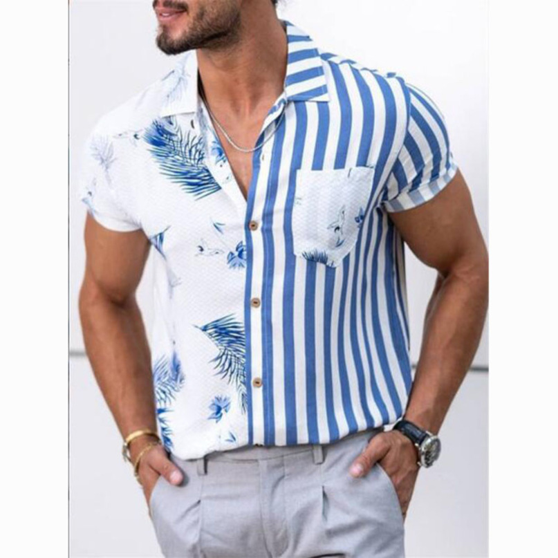 Mens Summer Fashion Trend Striped Floral Contrast Color Stitching Print Hawaii Casual ShortSleeved Shirt S 5XL 220614, Photo color
Mens Summer Fashion Trend Striped Floral Contrast Color Stitching Print Hawaii Casual ShortSleeved Shirt S 5XL 220614, Photo color