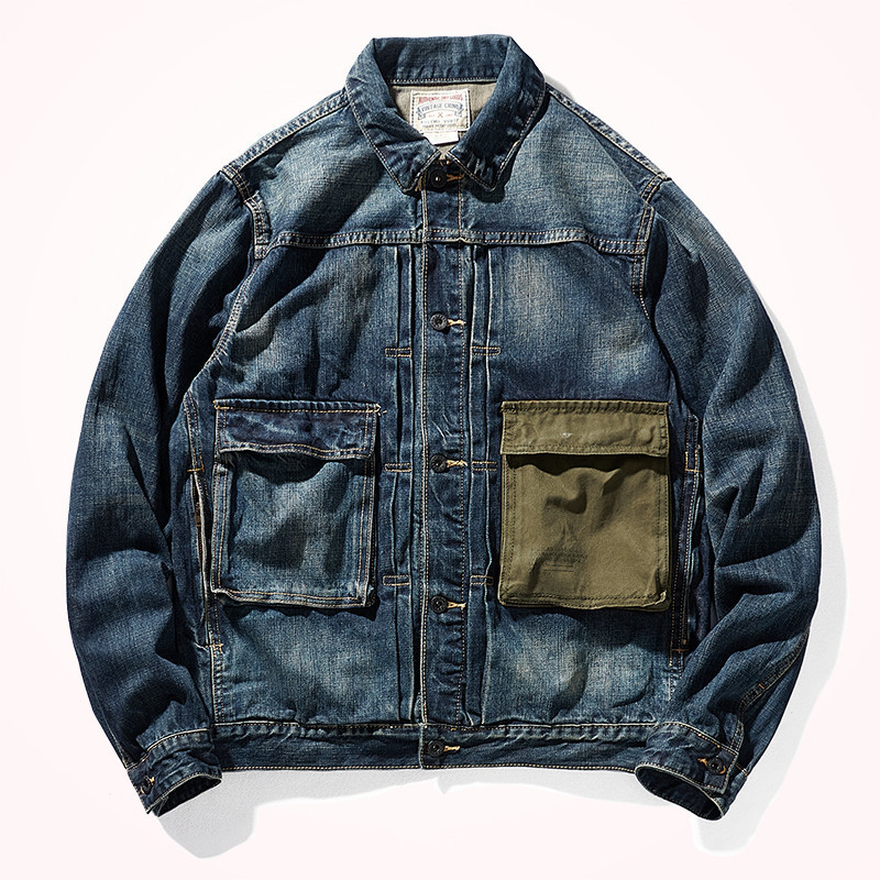 Autumn Winter American Style Denim Tooling Jacket Men's Fashion Retro Contrast Patchwork Heavyweight Multi-pocket Casual Coat, Dark blue
Autumn Winter American Style Denim Tooling Jacket Men's Fashion Retro Contrast Patchwork Heavyweight Multi-pocket Casual Coat, Dark blue