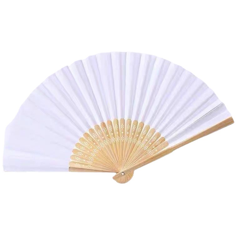 12 Pack Hand Held Fans White Paper fan Bamboo Folding Handheld Folded Fan for Church Wedding Gift Party Favors DIY