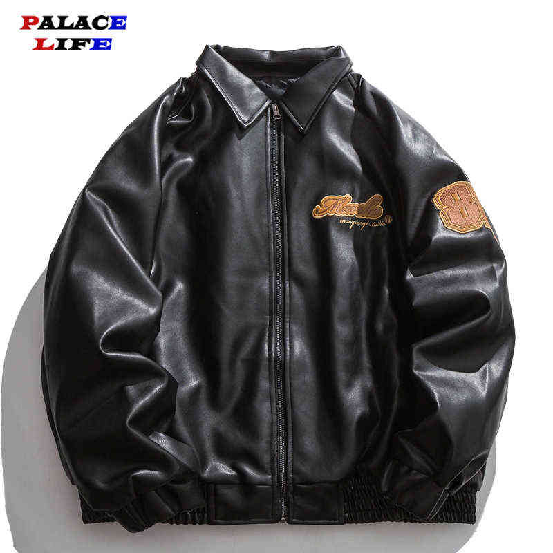 Men Bomber Jacket Motorcycle Faxu Leahter Jacket Letter Embroidered Patch Turndown Collar Outwear Casual Couple Windbreaker T220728, Black
Men Bomber Jacket Motorcycle Faxu Leahter Jacket Letter Embroidered Patch Turndown Collar Outwear Casual Couple Windbreaker T220728, Black