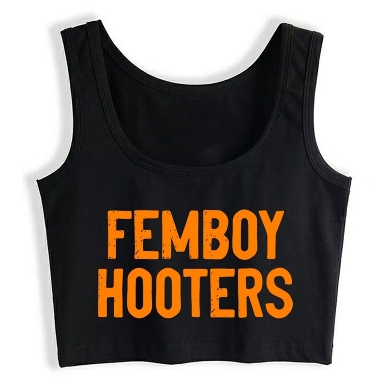 Crop Top Female I Love Femboy Funny Black Print Tops Women 220325