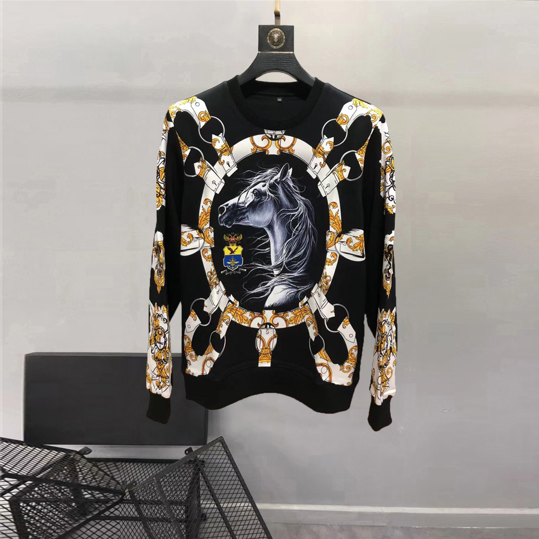 European and American men's wear summer 2022 new Long-sleeved round collar Palace vintage horse prints Fashion fleece, Black
European and American men's wear summer 2022 new Long-sleeved round collar Palace vintage horse prints Fashion fleece, Black