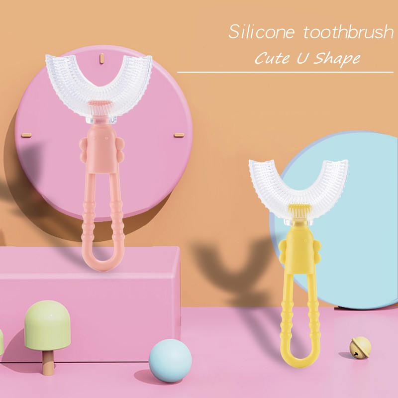 Children Silicone U Shape Toothbrush 4 Shades Teeth Brush Clean For Kids Tooth Stains Removal Baby Dental Healthy Care Oral Cleaning Brushes Tool