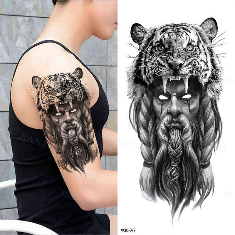NXY Temporary Tattoo Waterproof Sticker Big Tiger Lion Wolf Rose Arm Hipster Man Woman Body Art Tatuajes 0330