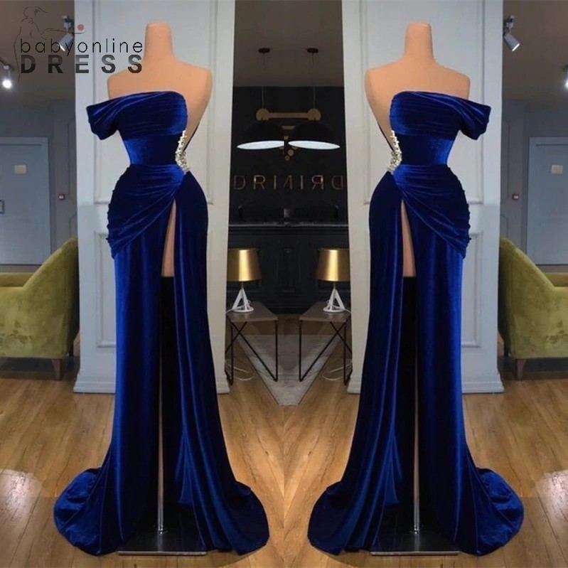 Chic Royal Blue Off-the-shoulder Strapless Evening Dresses Sheath High Thigh Split Long Prom Party Gowns With Beaded Waist Vestidos PRO232
Chic Royal Blue Off-the-shoulder Strapless Evening Dresses Sheath High Thigh Split Long Prom Party Gowns With Beaded Waist Vestidos PRO232