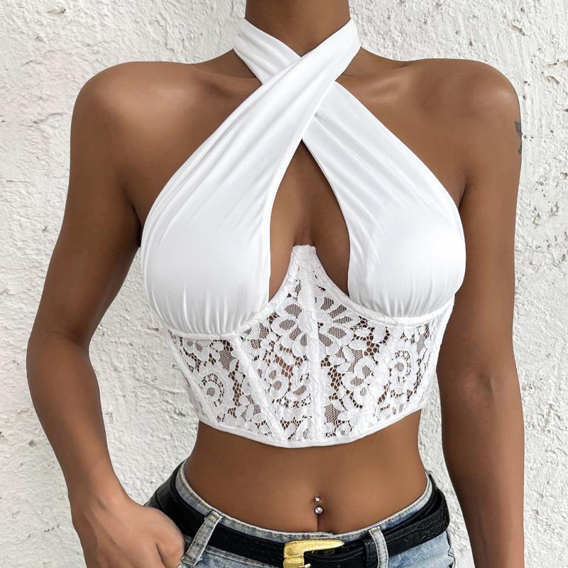 Women' Tanks & Camis Summer Chic Lace Tops Women Cross Halter Neck Vest Solid Color Patchwork Hollow Out Slim Fit Cropped Tank TopsWomen, White
Women' Tanks & Camis Summer Chic Lace Tops Women Cross Halter Neck Vest Solid Color Patchwork Hollow Out Slim Fit Cropped Tank TopsWomen, White