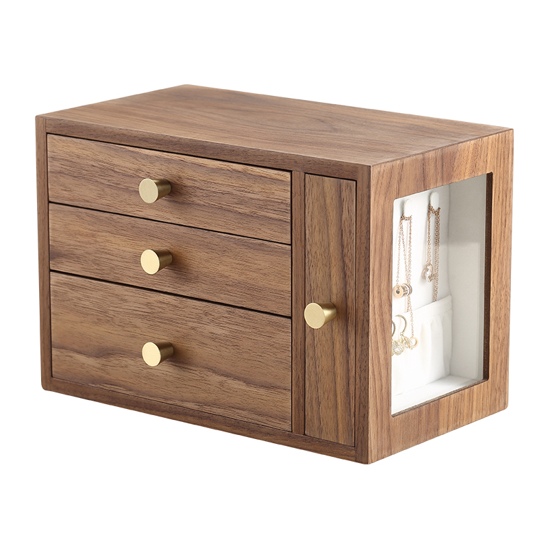 Casegrace Luxury Large Wooden Jewelry Box Organizer 4 Drawer Wood Earring Ring Necklace Watch Jewellery Storage Case Casket 220316