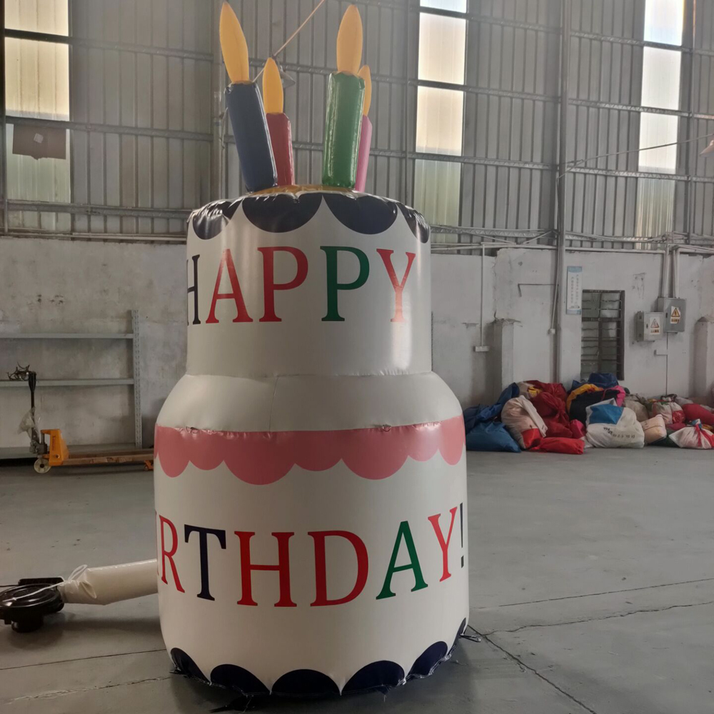 giant inflatable happy birthday cake model for party decoration outdoor event with 3 Meters tall oxford or pvc material