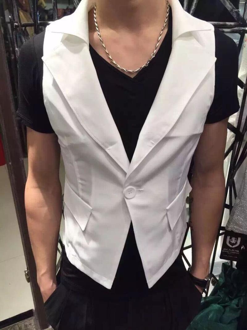 Versatile Fashion Trend Korean Slim Fit Men' Waistcoat Personality Suit Hairdresser Stage Vests, White
Versatile Fashion Trend Korean Slim Fit Men' Waistcoat Personality Suit Hairdresser Stage Vests, White