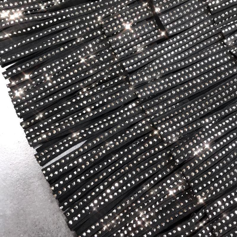 Faldas Mujer Spring Heavy Drilling s Fringed Skirt with Belt Women's High Waist Multi Layer Short Cake Skirts 220322