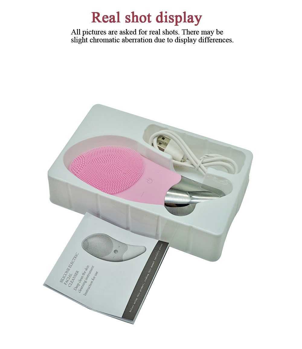 Portable Sonic Electric Face Clean Brush Silicone Skin Cleanser Brushes Massage Tools Facial Pore Cleansing Makeup Residuals Removing Beauty