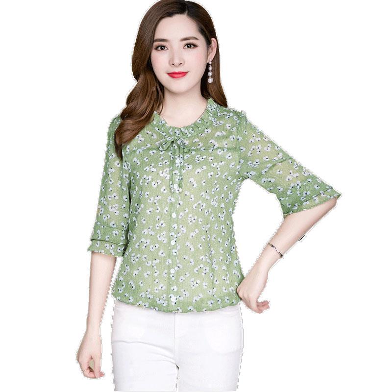 Women's Blouses & Shirts Korean Style Women Spring Summer Chiffon Lady Casual Short Flare Sleeve Flower Printed O-Neck Blusas Tops DF2798, Green
Women's Blouses & Shirts Korean Style Women Spring Summer Chiffon Lady Casual Short Flare Sleeve Flower Printed O-Neck Blusas Tops DF2798, Green