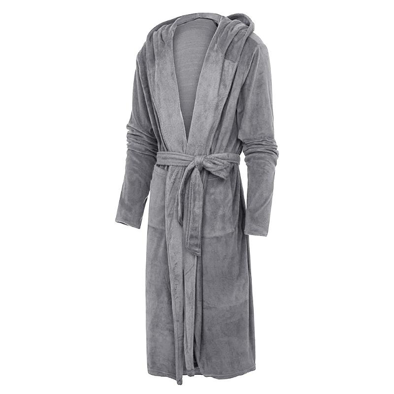 Men's Sleepwear Mens Bathrobe Man Winter Warm Casual Robe Soft Long Sleeve Housecoat Male Bath Lounge Nightgown 2022 PajamaMen's