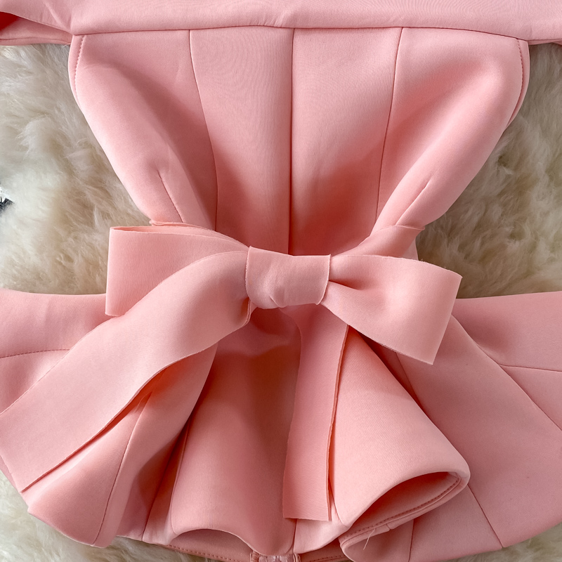 New Womens sexy slash neck off shoulder slim waist ruffles peplum top and pencil midi long skirt twinset party suit SML