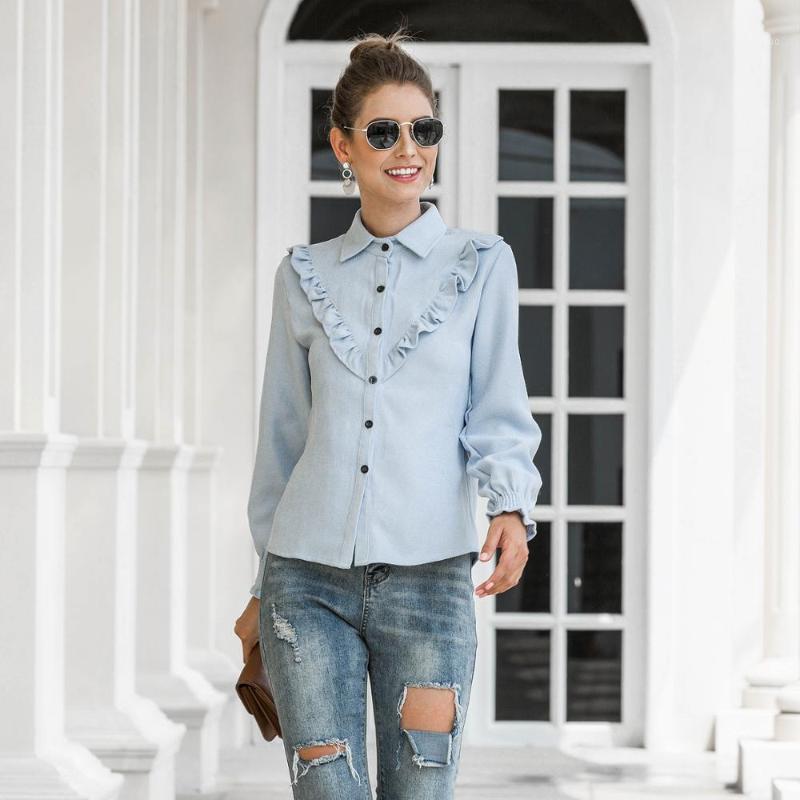 Women Casual Corduroy Ruffle Shirts Office Ladies Turn Down Collar Long Sleeve Blouses 2022 Spring Autumn Elegant Solid Tops Women, Blue
Women Casual Corduroy Ruffle Shirts Office Ladies Turn Down Collar Long Sleeve Blouses 2022 Spring Autumn Elegant Solid Tops Women, Blue