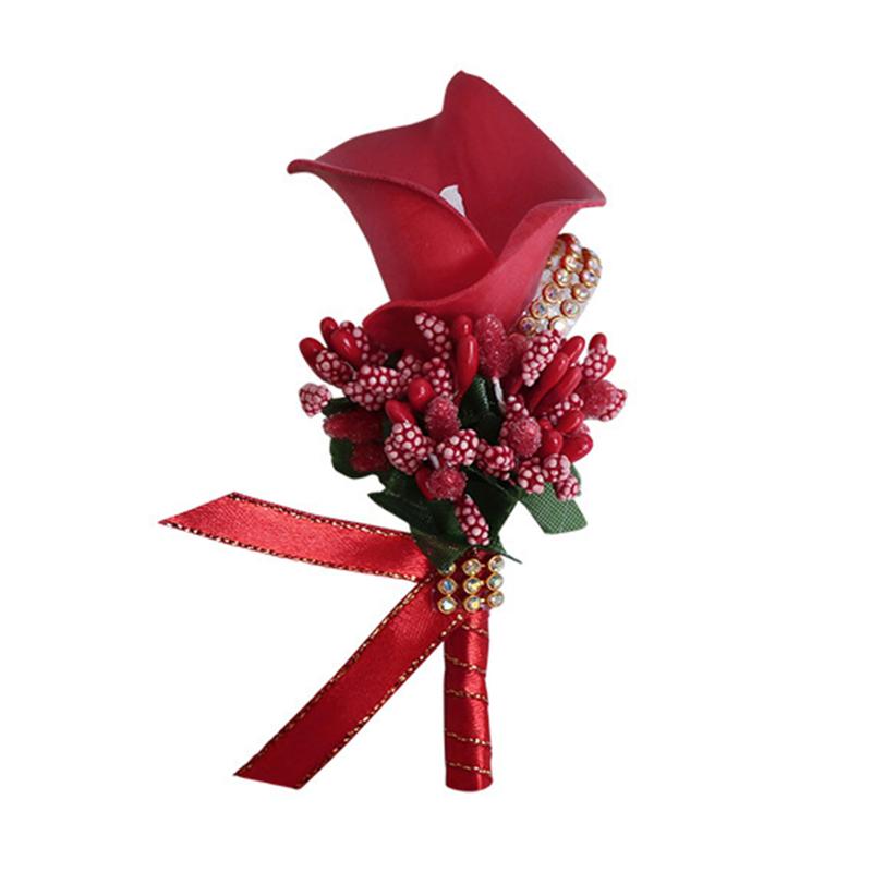 Decorative Flowers Wreaths Calla Lily Brooch Wedding Party Decor Bridal Bridesmaid Trellises Groom Boutonniere Women Men Pin Sui8697710