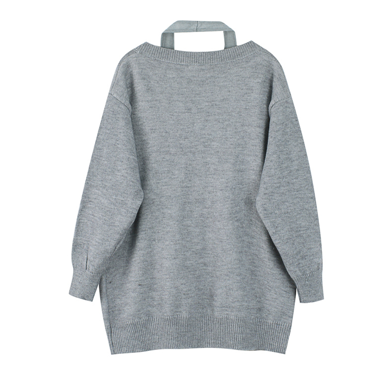 Winter Womens Clothing Two Piece Set Fashion Loose Retro V Neck Letter Print Sweater Long Sleeves Bottoming Vest Knitting Tops 220817