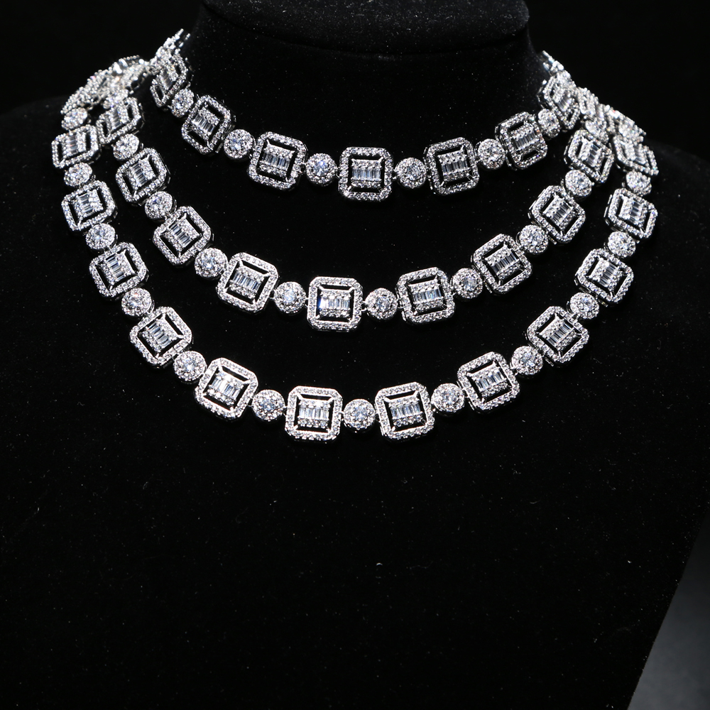 Iced Out Necklace: 5A Cubic Zirconia Geometric Beads Choker for Men & Women