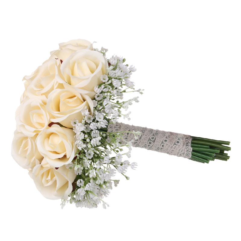 Creative holding flowers wedding bride bridesmaid simulation flowers photo studio photo