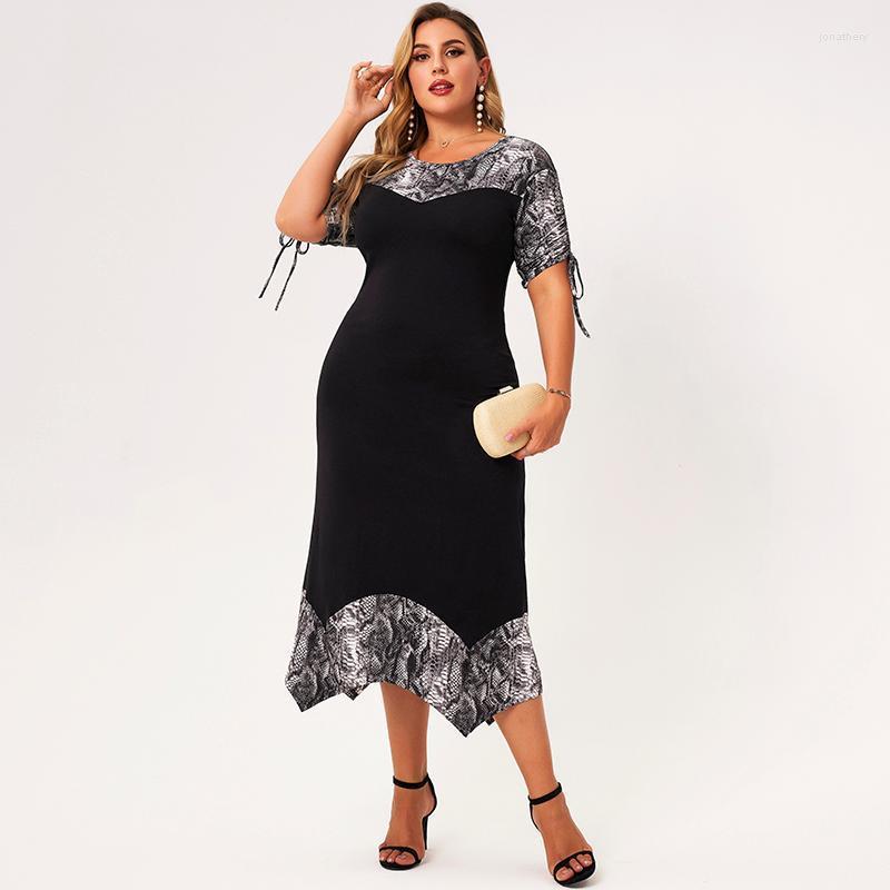Plus Size Dresses Summer Dress Women 2022 Black O-neck Short Bandage Sleeves Splicing Printing A-line Irregular Loose Casual Jona22
Plus Size Dresses Summer Dress Women 2022 Black O-neck Short Bandage Sleeves Splicing Printing A-line Irregular Loose Casual Jona22