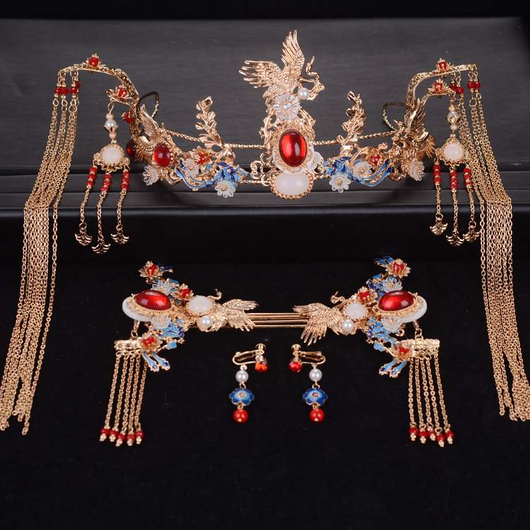 Chinese-style retro tasseled Phoenix crown bridal dragon and Phoenix tiaras bridal hair accessories 0615
Chinese-style retro tasseled Phoenix crown bridal dragon and Phoenix tiaras bridal hair accessories 0615