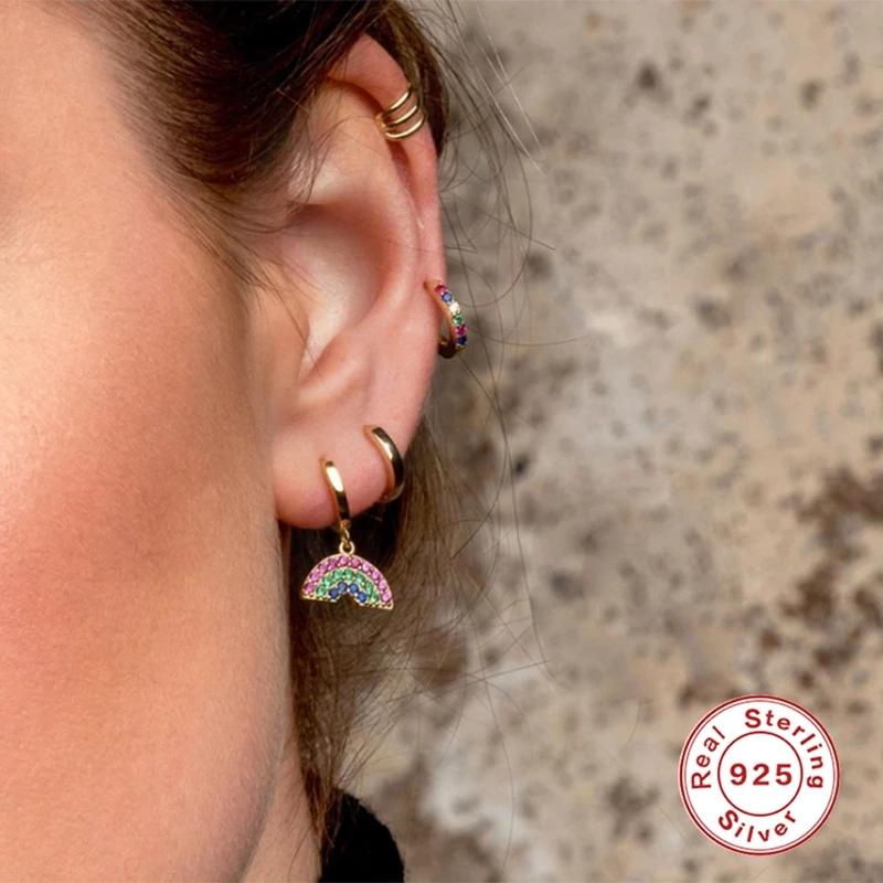 Hoop & Huggie Aide 925 Sterling Silver Cute Rainbow Shape Pendant Earrings For Women Party Valentine's Day Gift Bohemia Earring JewelryH
Hoop & Huggie Aide 925 Sterling Silver Cute Rainbow Shape Pendant Earrings For Women Party Valentine's Day Gift Bohemia Earring JewelryH
