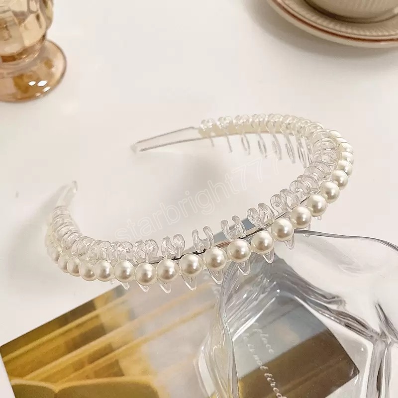 Women Hairband Hair Hoop Pearl Hair Accessories Tooth Nonslip Headbands Girl Fashion Wash Face Haires Bands
