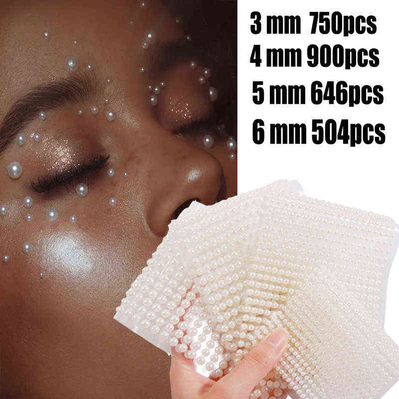 NXY Temporary Tattoo 3mm 4mm 5mm 6mm 3d Pearl Face Jewels Eyeshadow Stickers Self Adhesive Body Eyebrow Diamond Nail Decoration