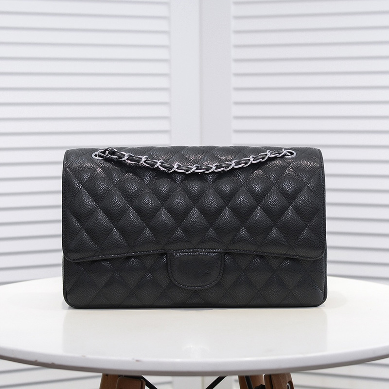 Womens Classic Double Flap Jumbo Caviar Bags Quilted Calfskin Silver Metal Hardware Matelasse Chain Crossbody Shoulder Designer Handbgas 30X18X8CM, Box
Womens Classic Double Flap Jumbo Caviar Bags Quilted Calfskin Silver Metal Hardware Matelasse Chain Crossbody Shoulder Designer Handbgas 30X18X8CM, Box