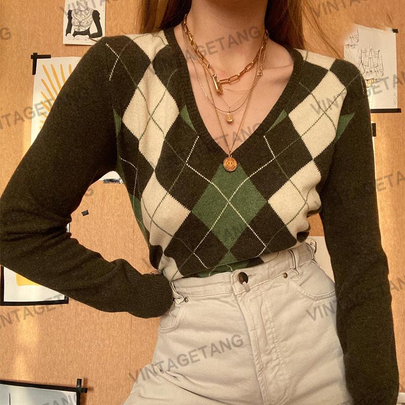 Women' Sweaters Retro V-neck Coffee Color Rhombus Sweater For Women Trendy Slim-Fit Figure Flattering Fall, Black
Women' Sweaters Retro V-neck Coffee Color Rhombus Sweater For Women Trendy Slim-Fit Figure Flattering Fall, Black