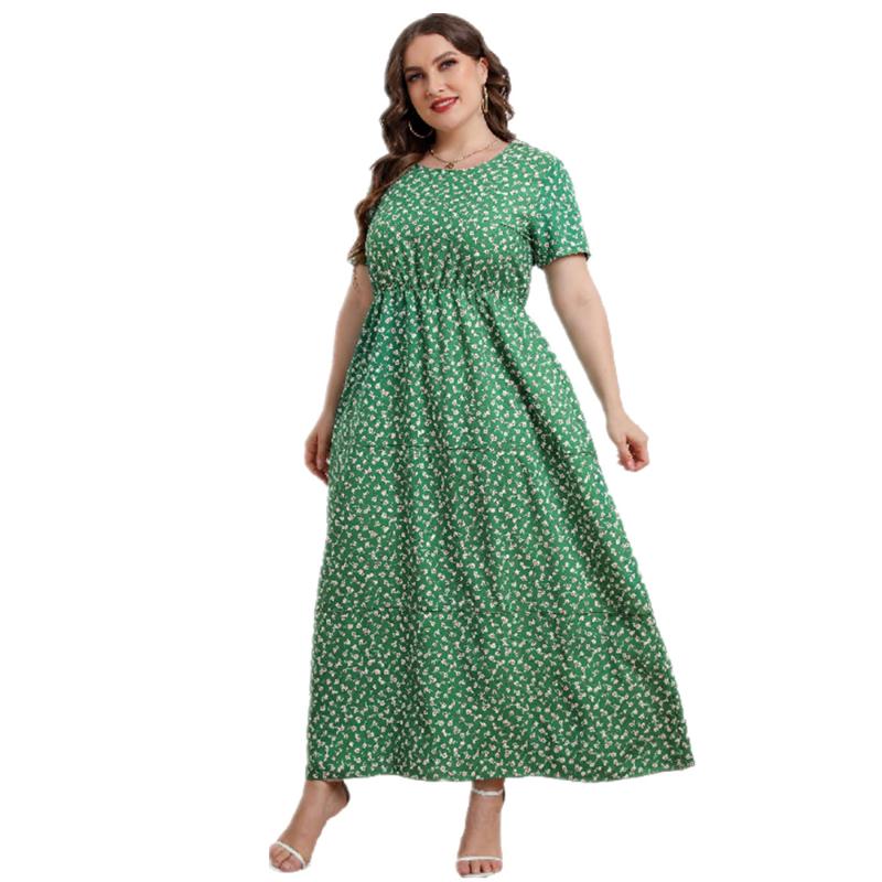 Plus Size Dresses Women Summer 2022 Female Green Floral Short Sleeve Casual Loose Large Ladies Long Dress Vestidos -5XLPlus 
Plus Size Dresses Women Summer 2022 Female Green Floral Short Sleeve Casual Loose Large Ladies Long Dress Vestidos -5XLPlus