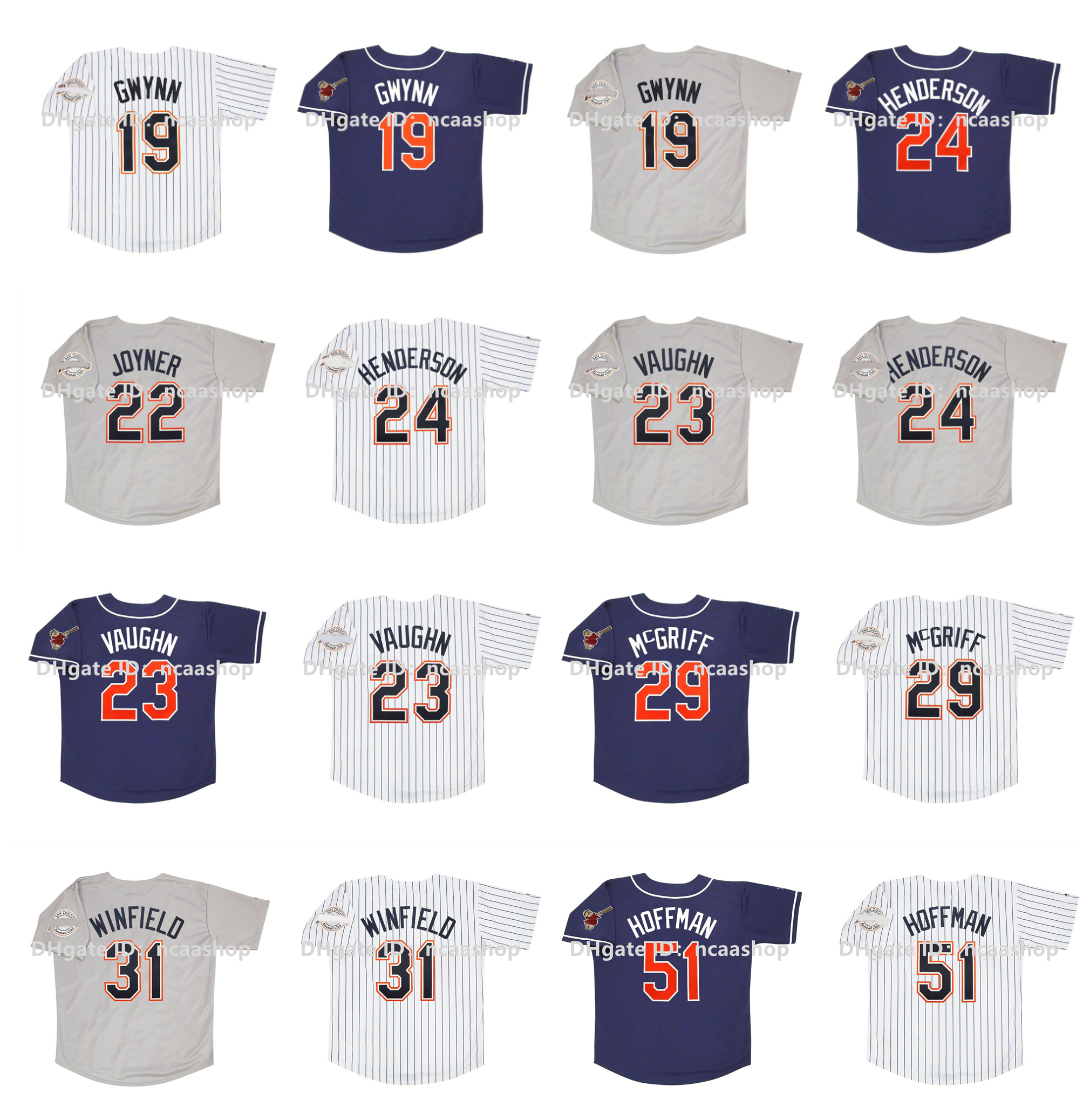Vintage 1998 Baseball Jersey Tony Gwynn Trevor Hoffman Rickey Henderson Wally Joyner Greg Vaughn Dave Winfield Fred McGriff White Grey Blue Size -XXXXL, As pic
Vintage 1998 Baseball Jersey Tony Gwynn Trevor Hoffman Rickey Henderson Wally Joyner Greg Vaughn Dave Winfield Fred McGriff White Grey Blue Size -XXXXL, As pic