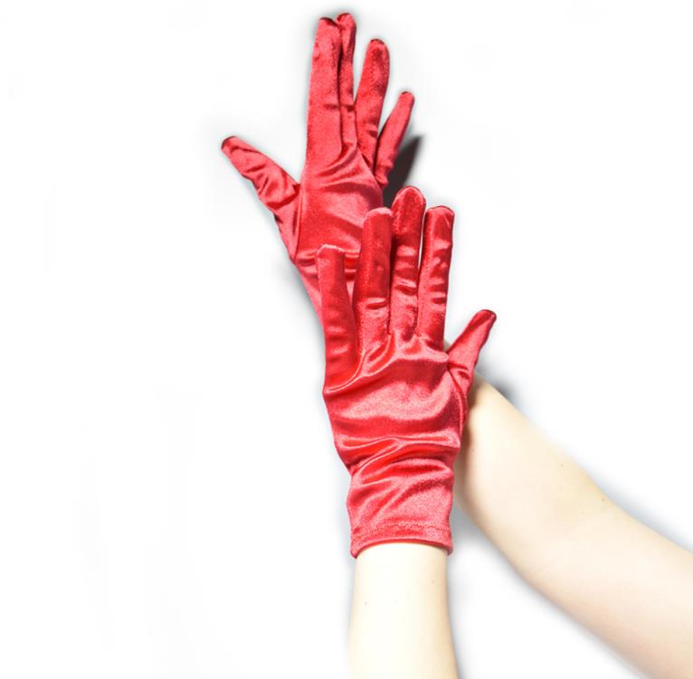 Short Satin Gloves Opera Banquet Wrist Length Glove Costume Accessories Wedding Bridal Gown Gloves for Party Supplies Black White Red