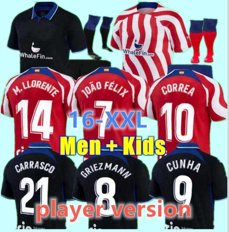 22-23 Atletico MadridS soccer jerseys JOAO FELIX home 2022 2023 M. LLORENTE Correa camiseta football shirts uniforms away kids kit GRIEZMANN R. DE PAUL Cunha CARRASCO
22-23 Atletico MadridS soccer jerseys JOAO FELIX home 2022 2023 M. LLORENTE Correa camiseta football shirts uniforms away kids kit GRIEZMANN R. DE PAUL Cunha CARRASCO