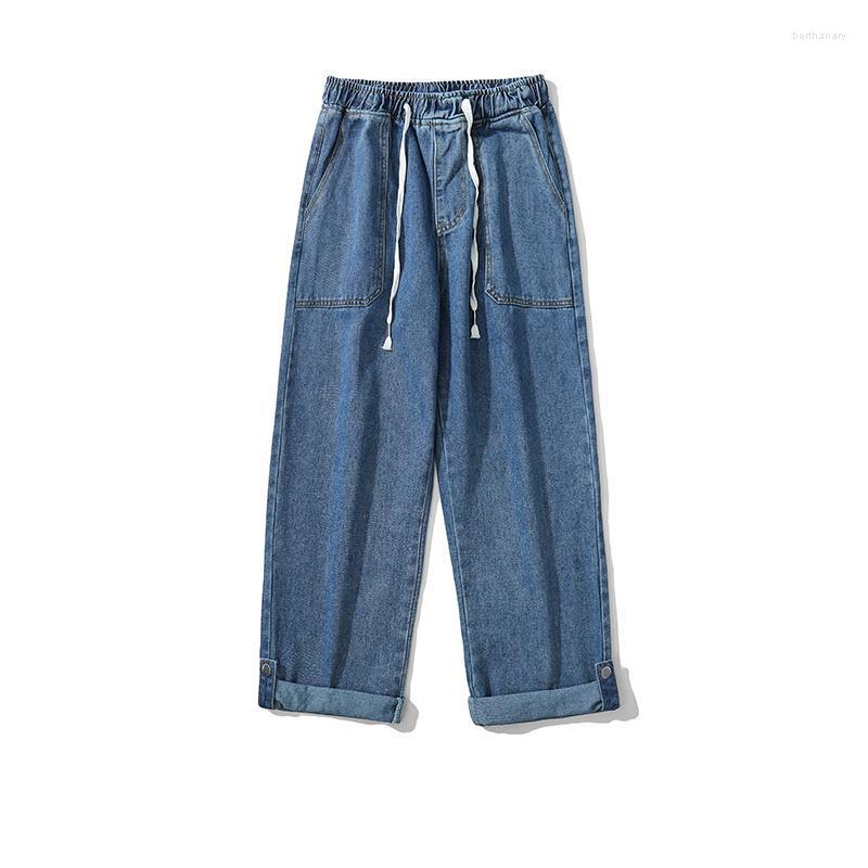 Men's Jeans Plus Size Straight Leg Cargo For Teenage Fashion Trends Hip Hop Clothing Men Casual Drawstring Denim Pants Male StreetwearMen's, Light-blue 
Men's Jeans Plus Size Straight Leg Cargo For Teenage Fashion Trends Hip Hop Clothing Men Casual Drawstring Denim Pants Male StreetwearMen's, Light-blue