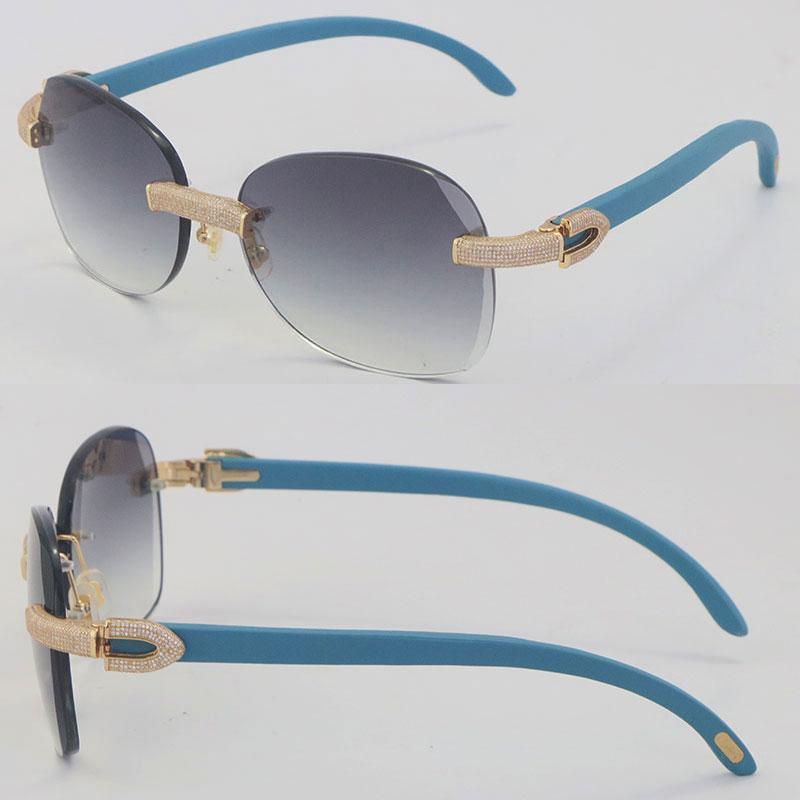 New 1164 Two Micro-paved Diamond Set Rimless Blue Wooden Womans Sunglasses 3.0 Thickness Lens Wood Rocks Frame Male and Female Sun Glasses Mens 18K Gold Frames Size:60
New 1164 Two Micro-paved Diamond Set Rimless Blue Wooden Womans Sunglasses 3.0 Thickness Lens Wood Rocks Frame Male and Female Sun Glasses Mens 18K Gold Frames Size:60