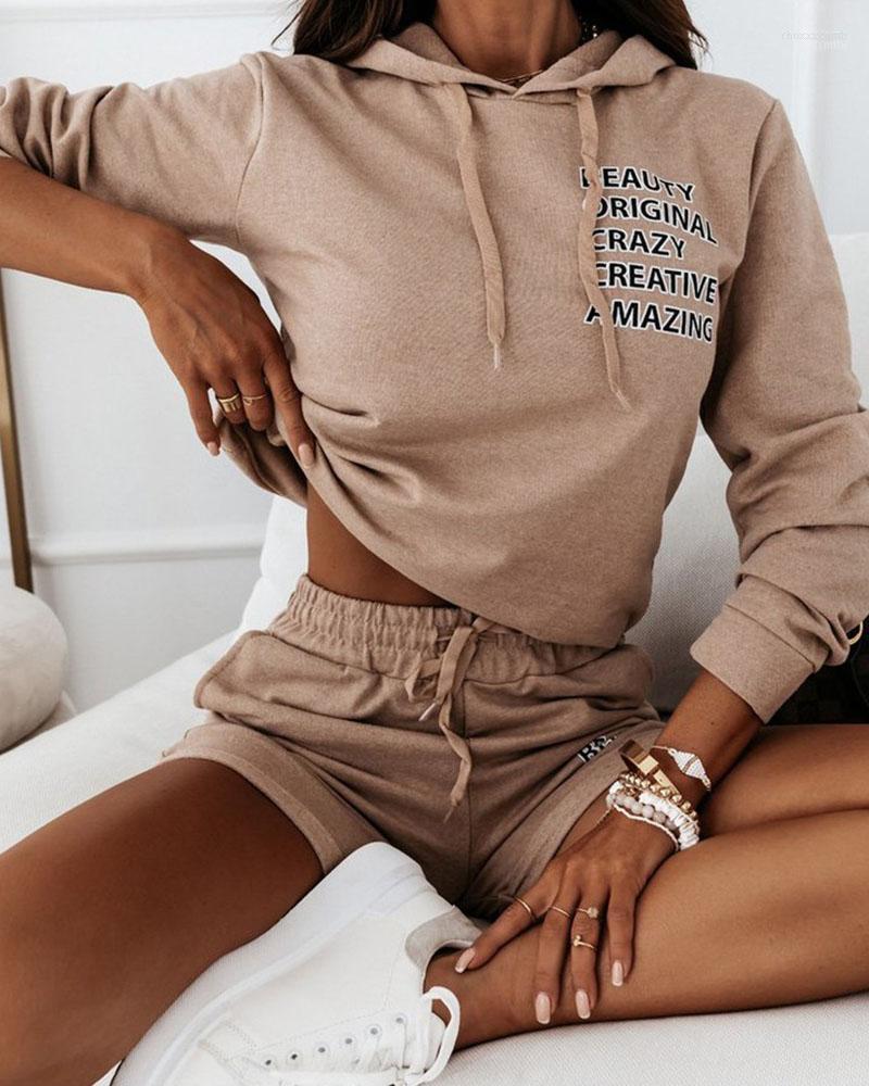 Women's Tracksuits 2022 Fall European And American Hooded Shorts Set Letter Print Top & Drawstring Waist Pocket
Women's Tracksuits 2022 Fall European And American Hooded Shorts Set Letter Print Top & Drawstring Waist Pocket