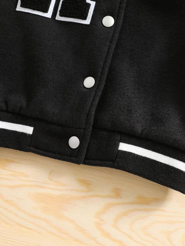 Toddler Boys Color Block Letter Patched Bomber Jacket SHE