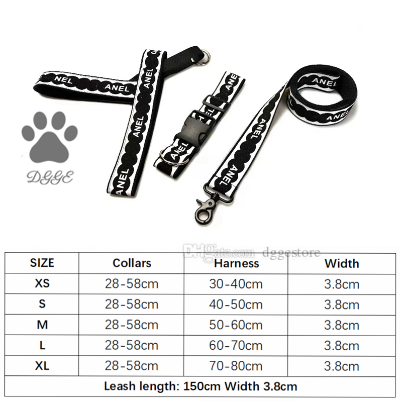 free shipping No Pull Designer Harness and Leashes Set Durable Pets Dog Collar Leash Long Rope Printed Letter Pattern Collars for Small Medium Large D