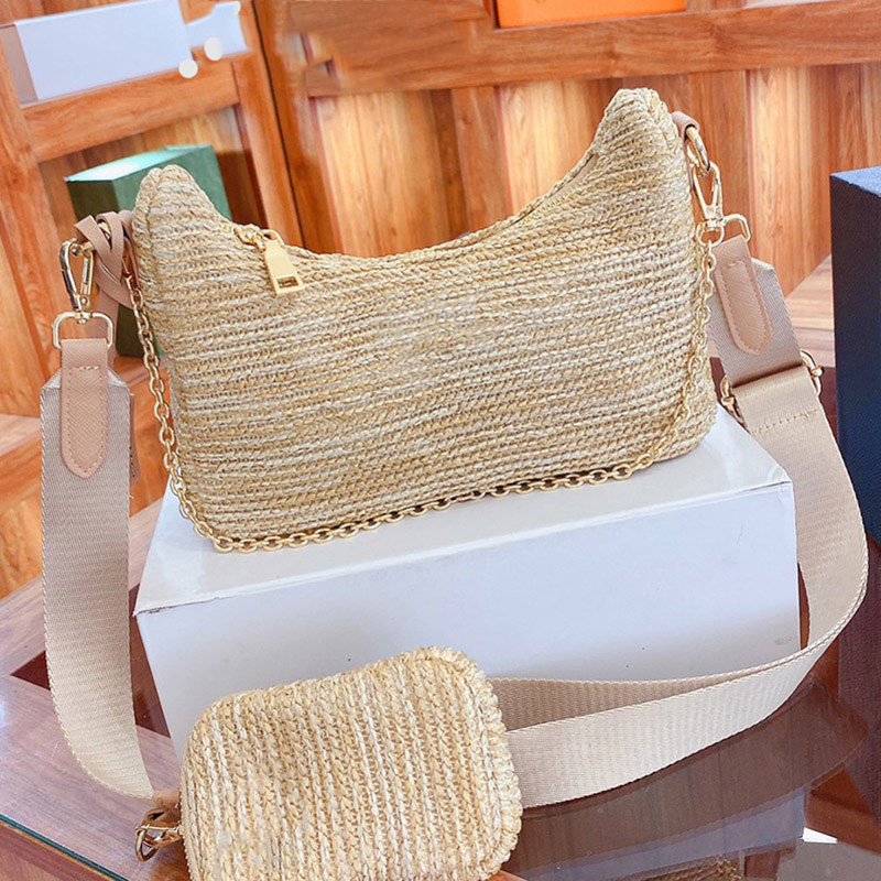 Women Crossbody Straw Bags Designer Shoulder Bag High Quality Handbags Fashion Chain Handbag with Coin Wallet 2 Pieces Set Wallets Purseh, Khaki with logo 24x14cm
Women Crossbody Straw Bags Designer Shoulder Bag High Quality Handbags Fashion Chain Handbag with Coin Wallet 2 Pieces Set Wallets Purseh, Khaki with logo 24x14cm