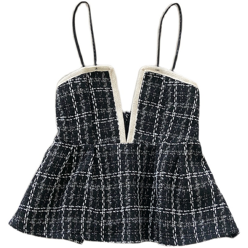 Korobov Vintage Hit Color Elegant Women Tank Top Chic Knitted Spaghetti Strap Tops Streetwear OL Ruched Female Vest 220316